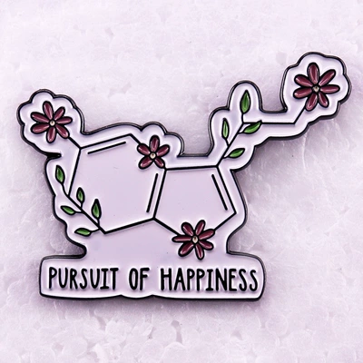Pursuit of Happiness serum hormone molecule enamel pin flower badge mental health awareness jewelry gift (Yaxa sancaqları) - black-d01-01-c07a-1-1-5
