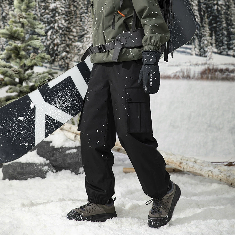 Мужские туристические лыжные зимние брюки, ветрозащитные, водонепроницаемые, антистатические, с утеплением пухом