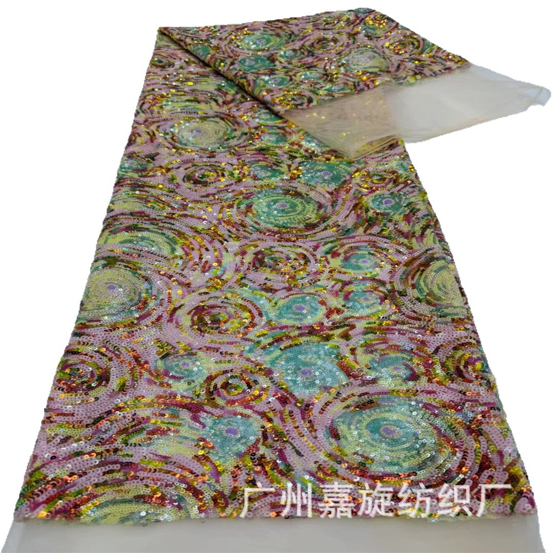 Estrellas de color full-screen sequins cuentas bordadas tela de malla europea y americana ropa de teatro ropa de moda infantil tela