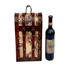复古木制酒盒 手提式双支红酒盒葡萄酒酒盒 皮质复古欧式做旧酒盒