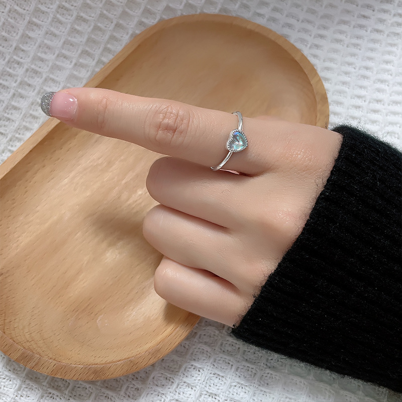 Simple Style Heart Shape Copper Moonstone Open Ring In Bulk display picture 7