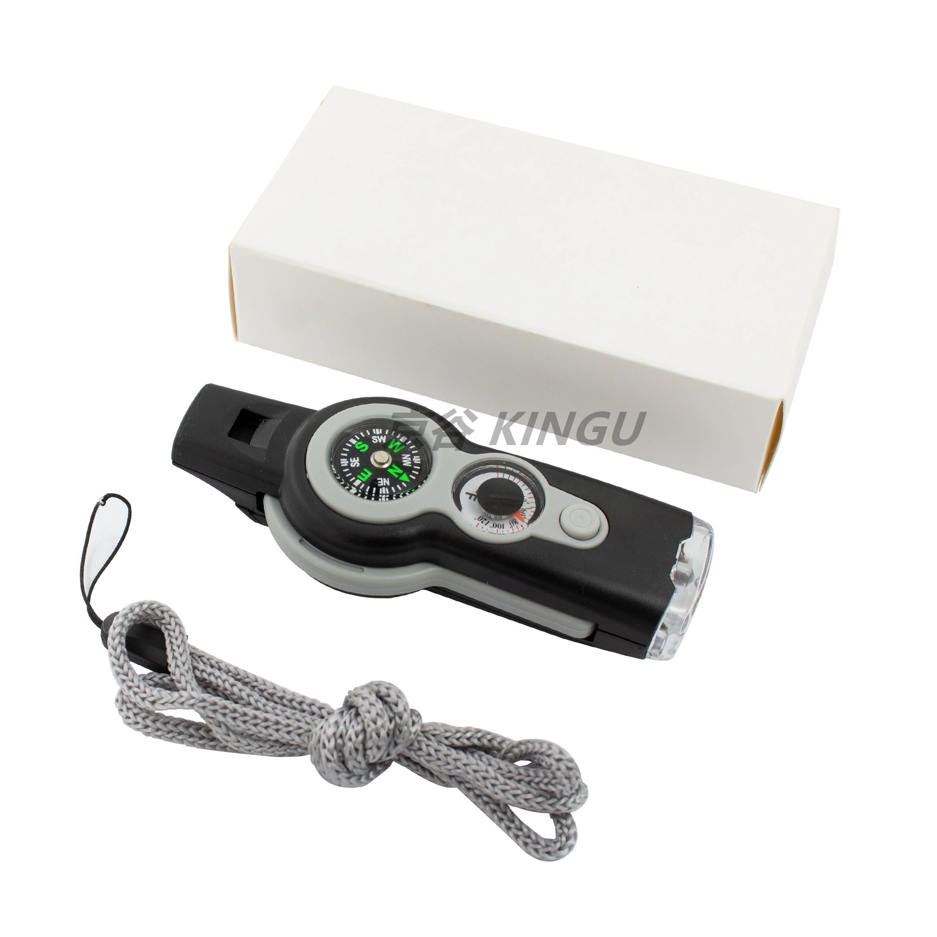 Universal travel whistle, magnifying glass, thermometer, training