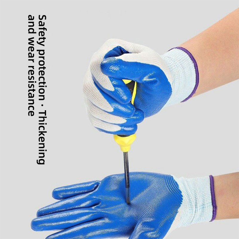 Guantes de nitrilo de construcción de caucho antideslizante y resistente al desgaste con mango MIAOYA n518 engrosado