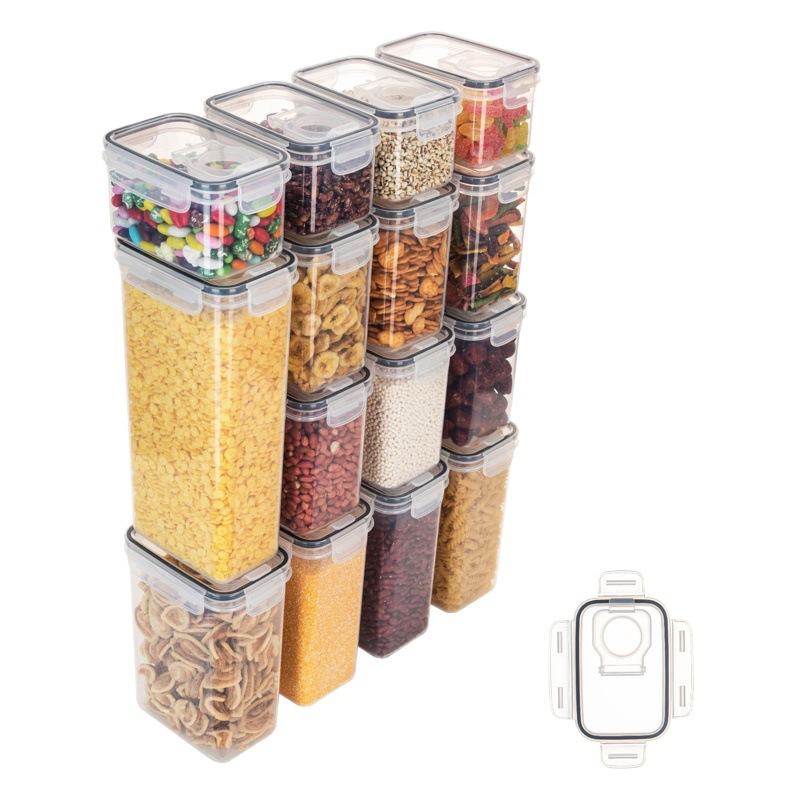 Single Transparent Plastic Rice Bucket Lid Cereal Opening Lid Rice Storage Vacuum Moisture-Proof Fresh Storage Storage Sealed Jar