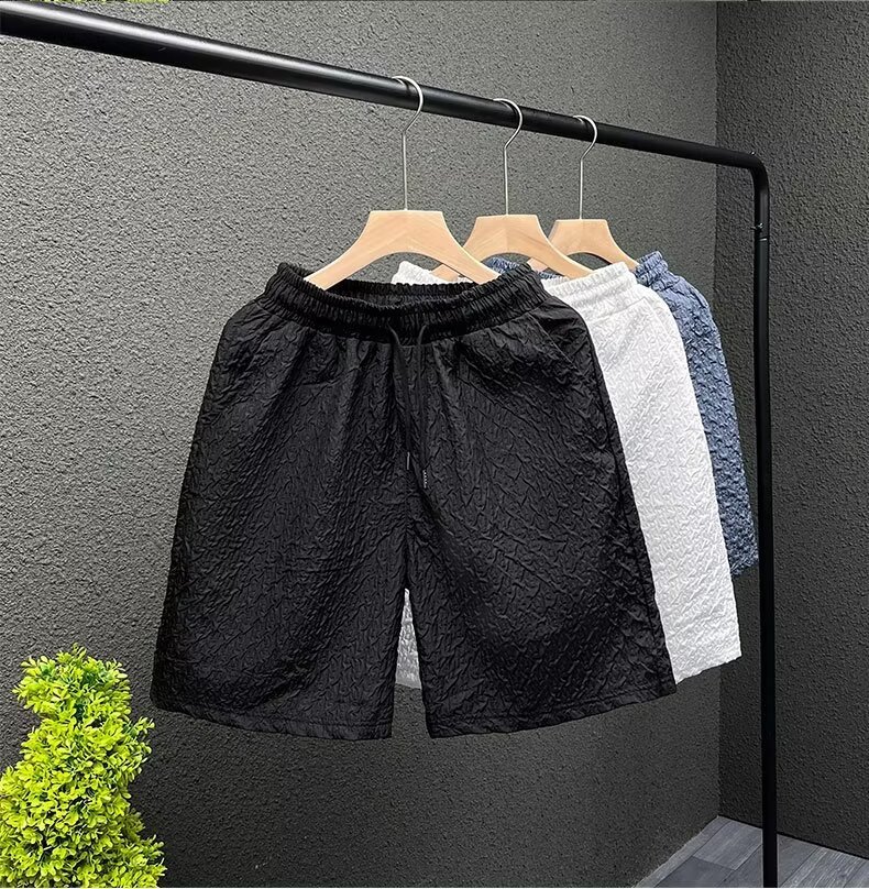 Men's Casual Jacquard Shorts Summer Loose Fit Straight Leg Beach Shorts With Pockets Lightweight & Breathable_viptrois.com