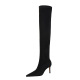 315-A6 European and American Style Winter Fashion Simple Thin Heel High Heel Slim Slim Slim Tapered Suede Knee High Boots