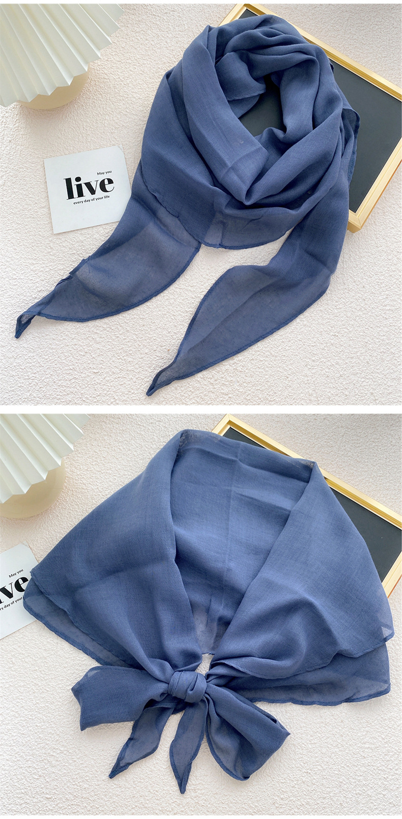 50g Weight Travel Occasion Solid Color Pattern Unisex Gender Sweet Style Orange, Grey&Pink, Grey, White, Green, Blue, Yellow, Black Color Nihaojewelry Solid Color Cotton And Linen Scarf Silk Wholesale Jewelry 4
