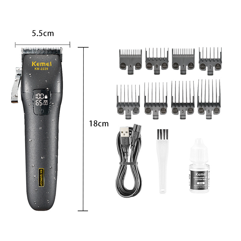 Corte de pelo eléctrico de pantalla digital Kemei salón de peluquería tallado cliper profesional de corte eléctrico ajustable recortador KM - 2228