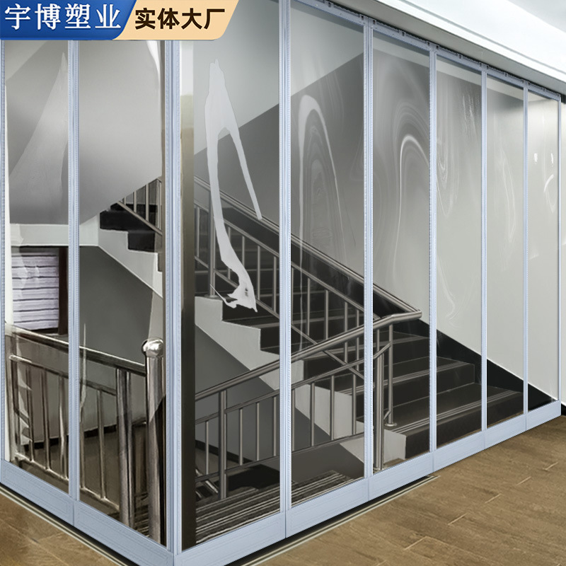 Household Door Curtain for Stairway, Anti-Cold Air Conditioning Magnetic Pvc Plastic Windproof Curtain for Balcony, Mosquito-Proof Living Room Partition Curtain