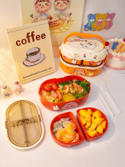 Cute divided rice bowl picnic bento box for office workers, microwave heating, specifically designed for primary school students, fruit sandwich