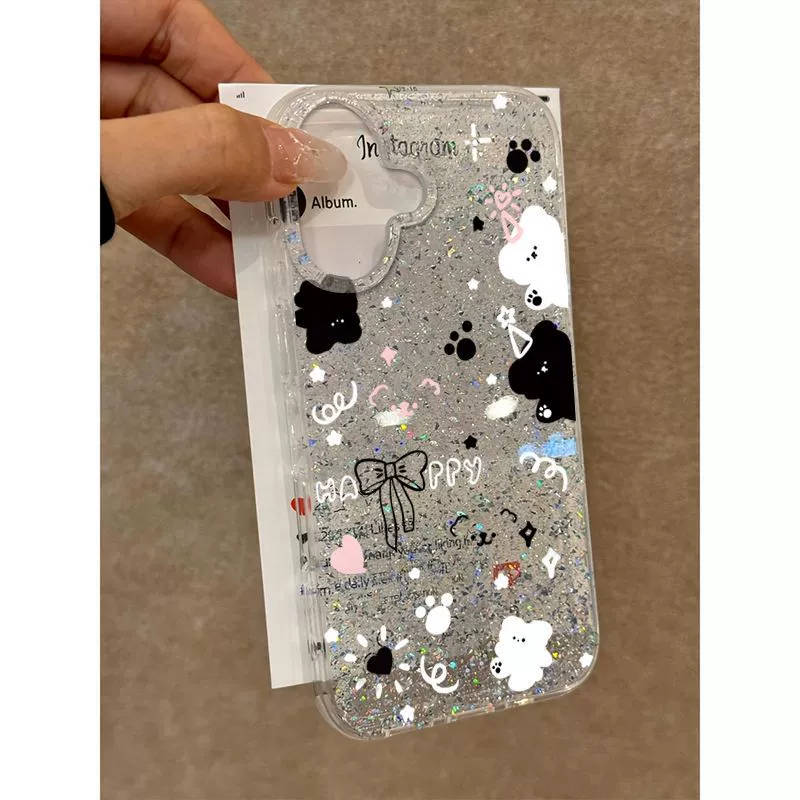 Apple, iPhone16, совместимый чехол для телефона, прозрачные модные ногтевые sequins, 15promax, 14promax
