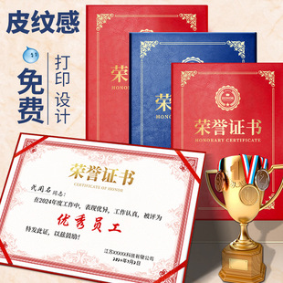 Hot Stamping Surface Award-Winning Document Book High-End Leather Texture Paper Cover Protective Cover A4 Shell Custom Honor Certificate