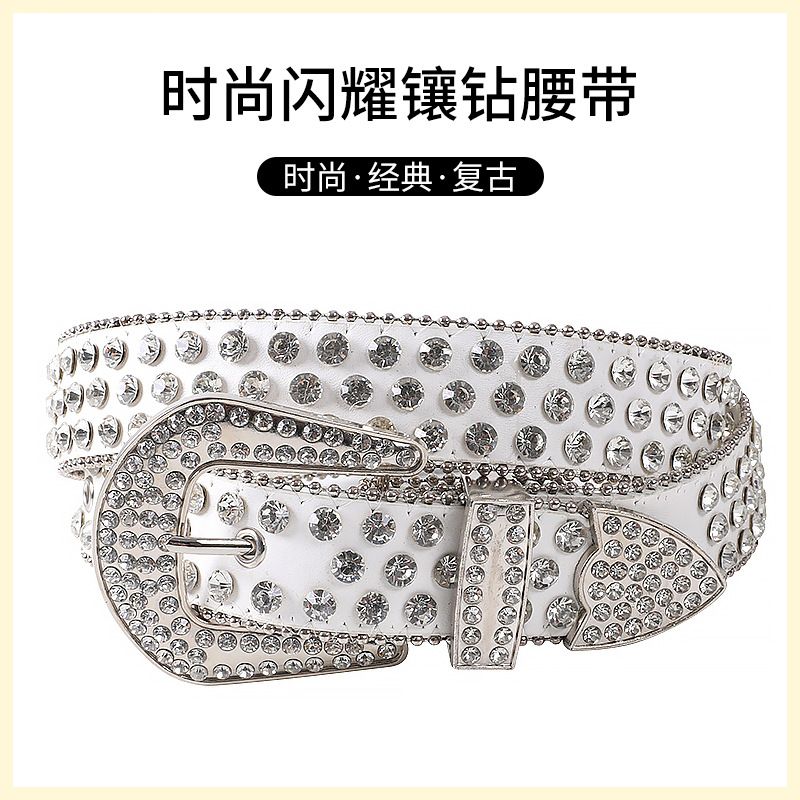 Women's rhinestone belt shiny diamond cr...