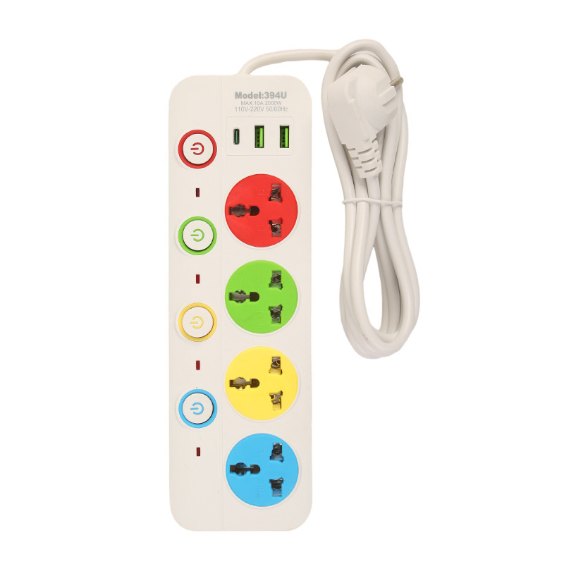 Comercio exterior enchufe universal USB4 interruptor embalaje de plástico estándar británico estándar europeo estándar americano color sólido embalaje neutro