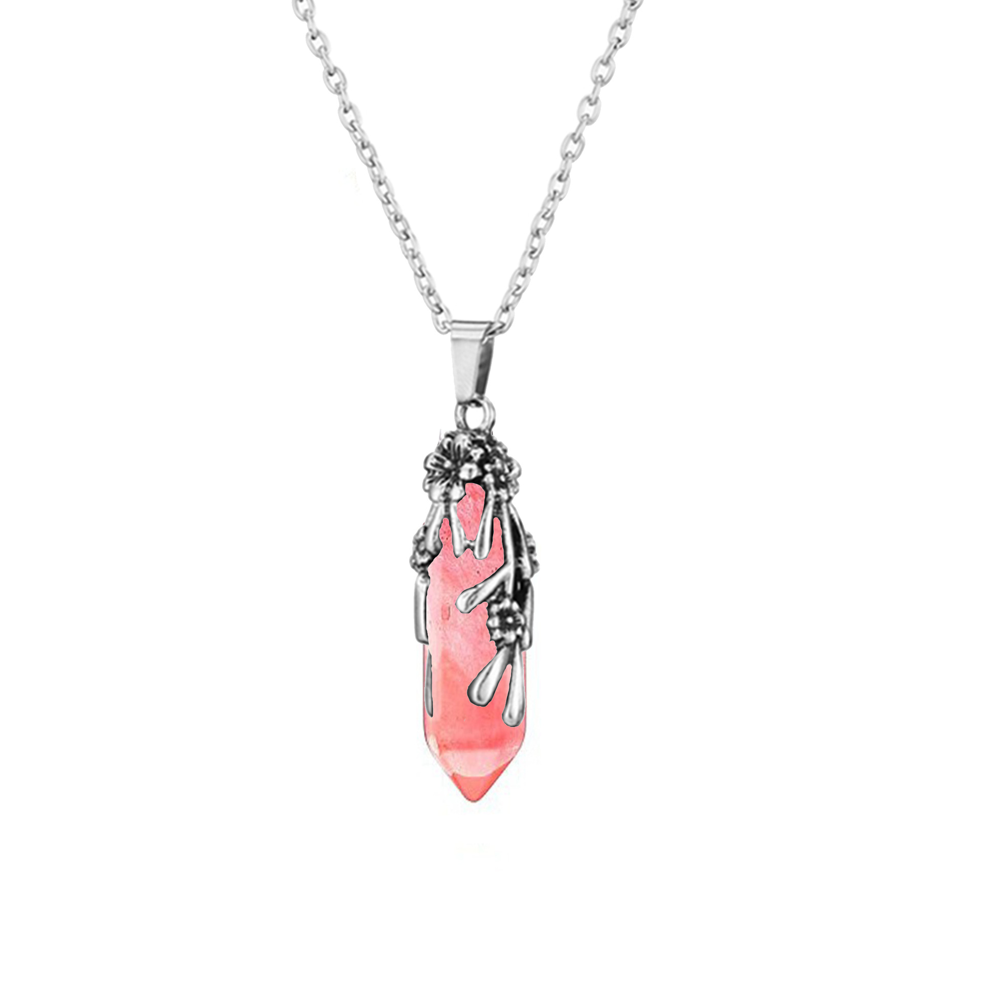 1 Piece Quantity Casual Simple Style Geometric Flower Natural Stone Crystal Iron Wholesale Pendant Necklace