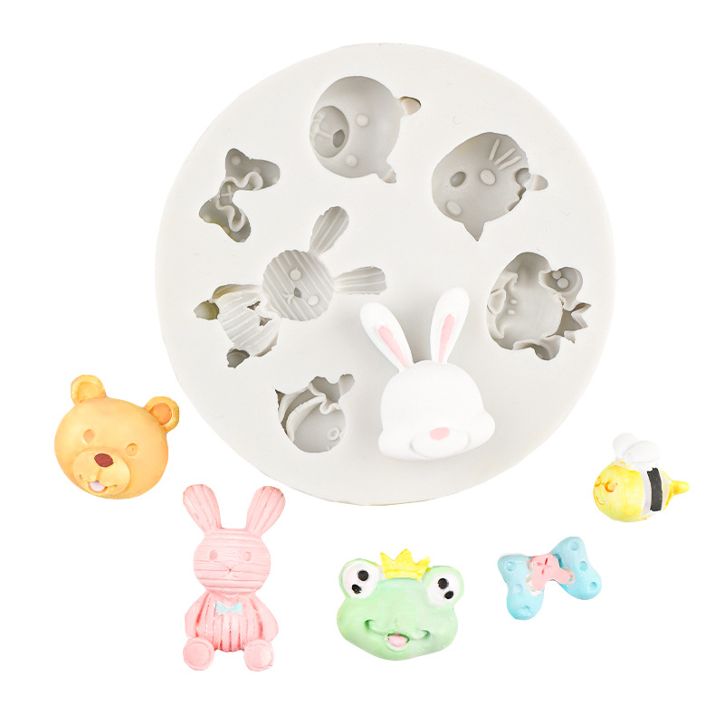 Cute osito forma de rana animal pequeño molde de silicona amor estrella dibujos animados chocolate epoxi yeso decoración