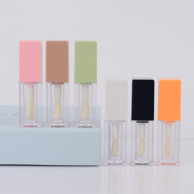 in stock 5ml large brush head lip gloss tube square large brush rod lip glaze cross-border hot cosmetic packaging material printable log in stock 5ml large brush head lip gloss tube square large brush rod lip glaze cross-border hot cosmetic packaging material printable log