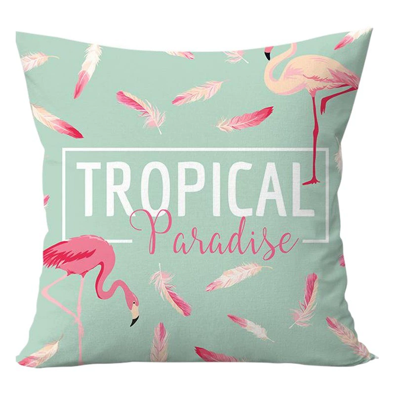 Подушка Фламинго Наволочка Простой зеленый диван Подушка Короткая плюшевая тканевая подушка для волос
