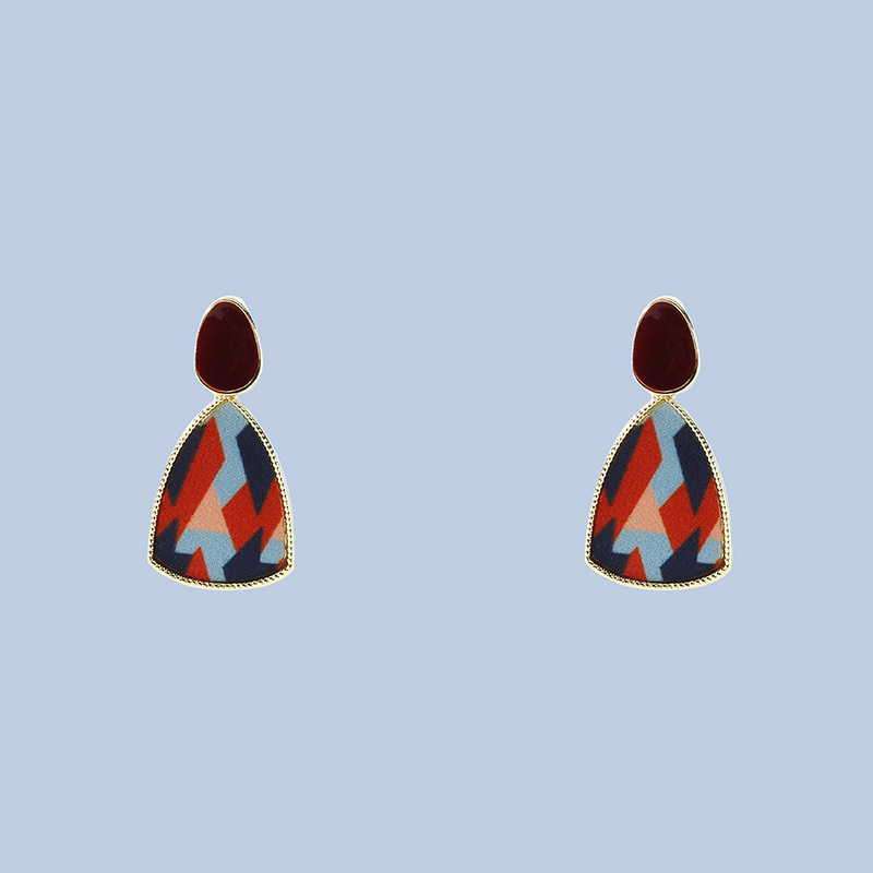 12g Weight 925 Sterling Silver Ear Needle Material 1 Pair Retro Color Block Enamel Alloy Drop Earrings