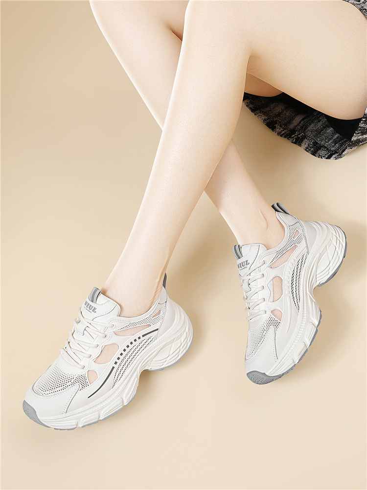 Giày sneaker nữ đế dày mùa hè 2025 đa năng đế mềm êm chân — 7252 gót xanh cao 5cm, 7252 màu xám gót cao 5cm