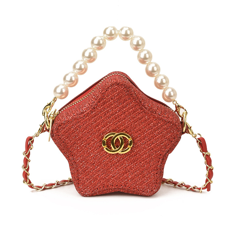 2026 nuevo bolso de niños brillante estrella de pentacos bolso de perla exquisito mini bolso accesorios para hombres y mujeres