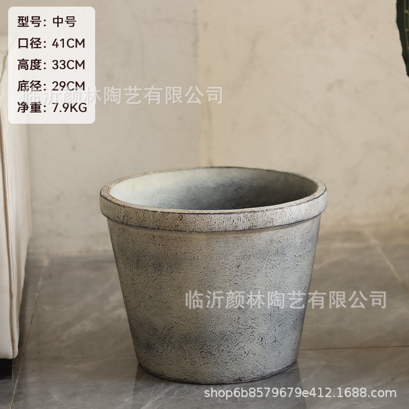 Grandes macetas de magnesio de barro abiertas balcón retro suelo verde maceta de plantación sala de estar hotel paisaje decoración