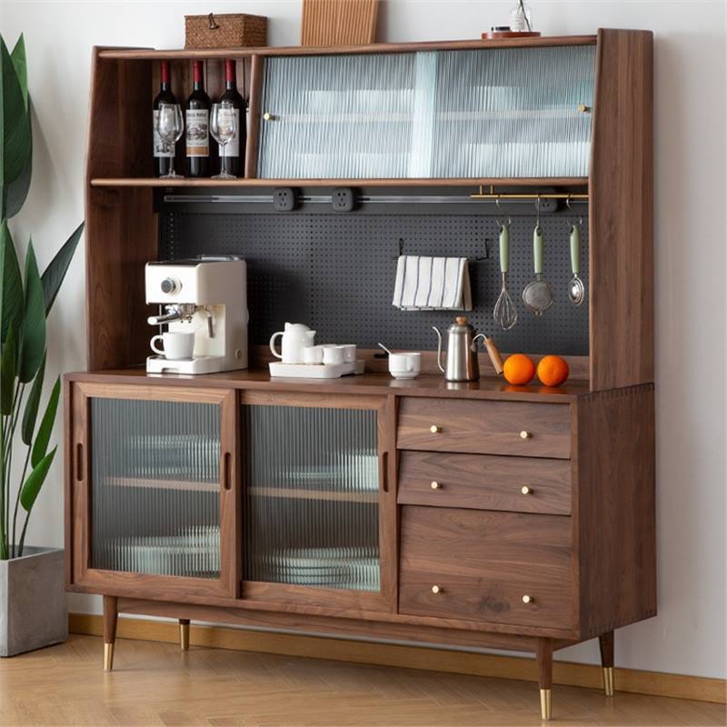 北美黑胡桃木北欧风实木餐边柜日式民宿收纳储物柜家用餐厅置物茶