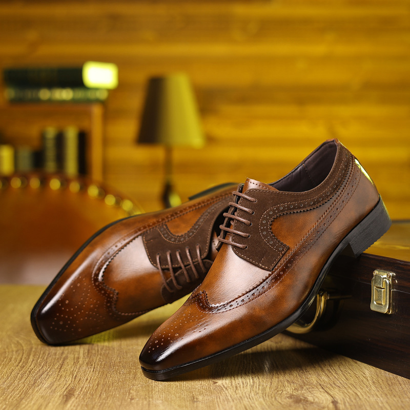 Factory Direct Sales Cross-Border Special Supply Large Size 39-48 Men's Retro Formal Men's Shoes Business Casual Pointed Leather Shoes for Men Factory Direct Sales Cross-Border Special Supply Large Size 39-48 Men's Retro Formal Men's Shoes Business Casual Pointed Leather Shoes for Men