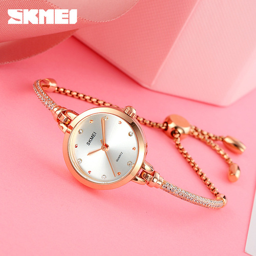 SKMEI Women's Watch Steel Band Women's Watch Small Dial Slim Bracelet Watch Trendy Fashion Quartz Watch