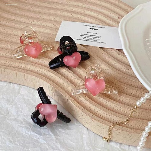 Summer fresh and transparent pink love small clip sweet and simple women's side clip bangs hair clip hairpin headwear