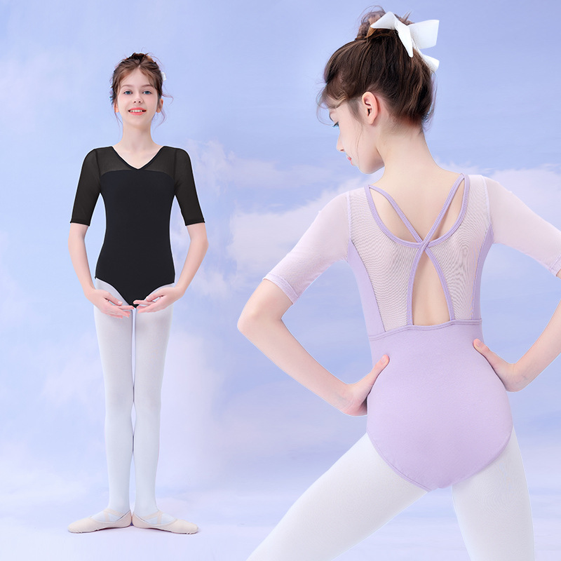 Ropa de baile para niños ropa de baile de práctica para mujeres Ropa de Ballet para niñas malla de manga corta ropa de rendimiento de examen de Arte de danza China
