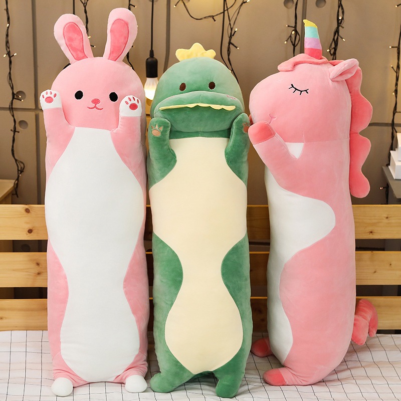 Cartoon Long Pillow Toy Plush Toy Rabbit Unicorn Dinosaur Leg-Hugging Doll for Girls and Children Gift Doll