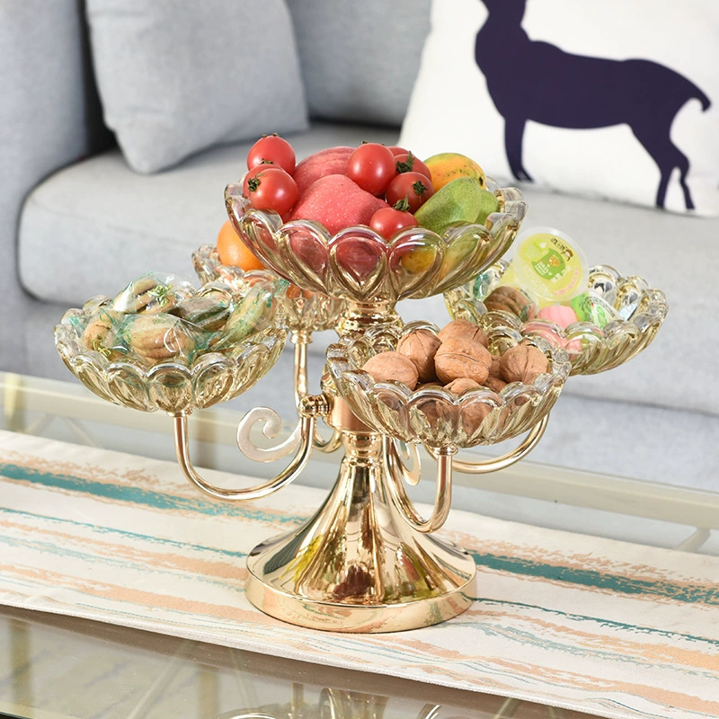 Фруктовница для гостиной, современный креативный журнальный столик, легкая роскошная многослойная стеклянная фруктовница из хрусталя, хрустальное стекло в европейском стиле
