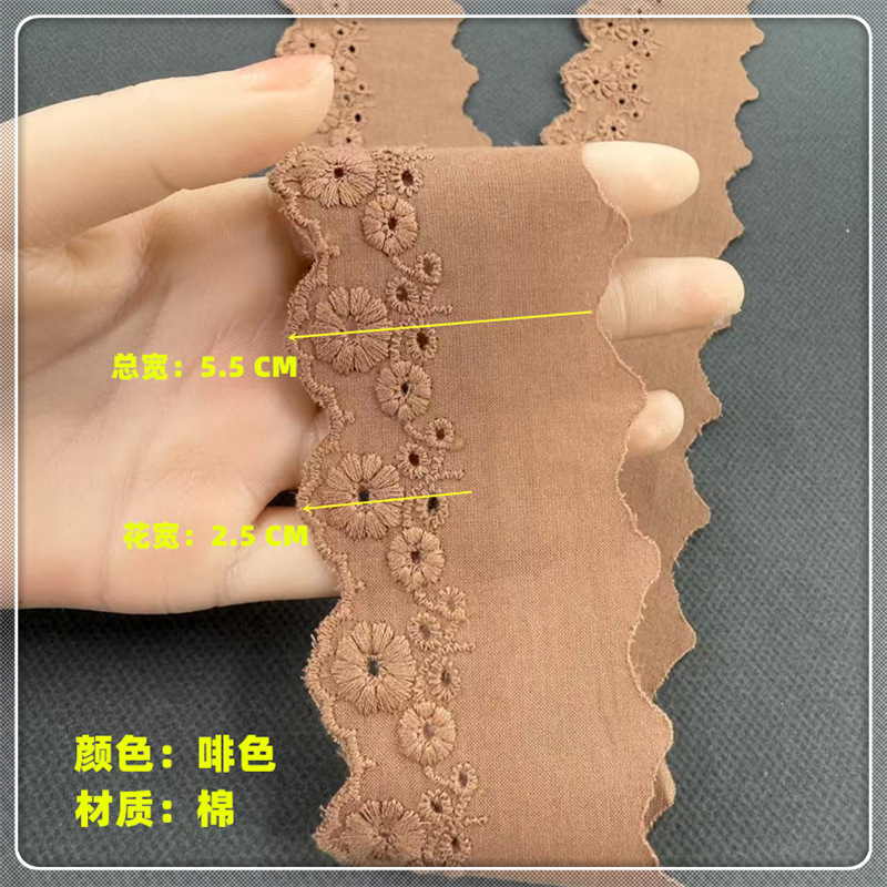 幅5.5cm綿カラーバラ刺繍綿布レース補助材料diy服装ロリータレース材料