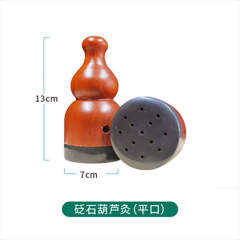 Hulu Gua Moxa Stone Massage Cup Handheld Bian Stone Moxibustion Device with Moxa Sticks and Acupoint Chart in use