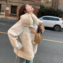 实拍高级感大毛领呢子拼接羽绒服女冬2025新款羽绒内胆呢大衣爆款