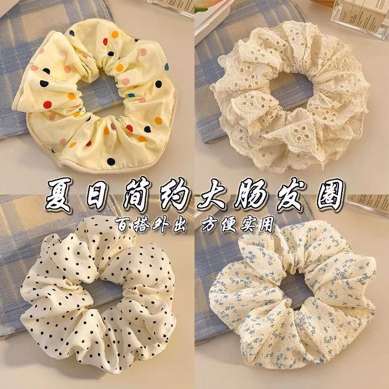 简约奶油色大肠发圈女韩系甜美少女发绳高级感头绳气质扎头橡皮筋