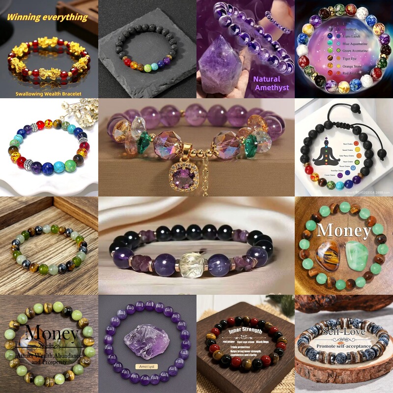 Temu Shein Tk Cross-Border Popular Bracelet Amethyst Natural Stone Tiger Eye Bracelet European and American Hot-Selling Bracelet in Stock Wholesale Temu Shein Tk Cross-Border Popular Bracelet Amethyst Natural Stone Tiger Eye Bracelet European and American Hot-Selling Bracelet in Stock Wholesale