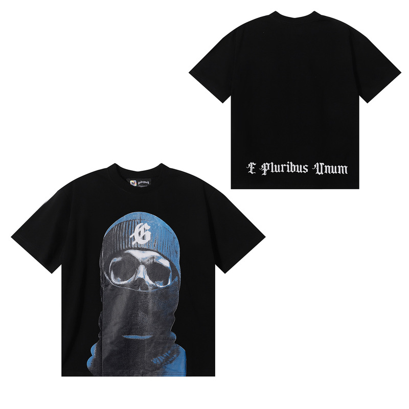 夏新作 Godspeed アメリカのハイストリートファッションブランド スカルロック ペアレタープリント 半袖Tシャツ メンズ|undefined