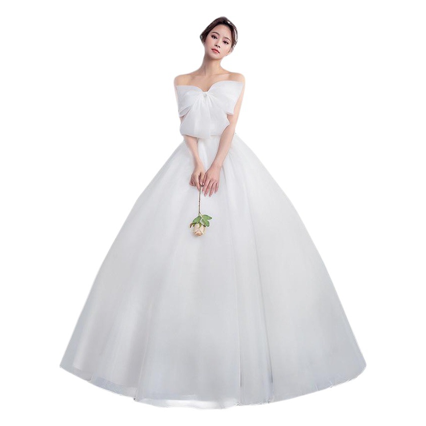 Vestido de novia sin tirantes, nuevo estilo 2026 para novias, de cintura alta, elegante, adelgazante, largo hasta el suelo, blanco, estilo forestal, súper mágico.