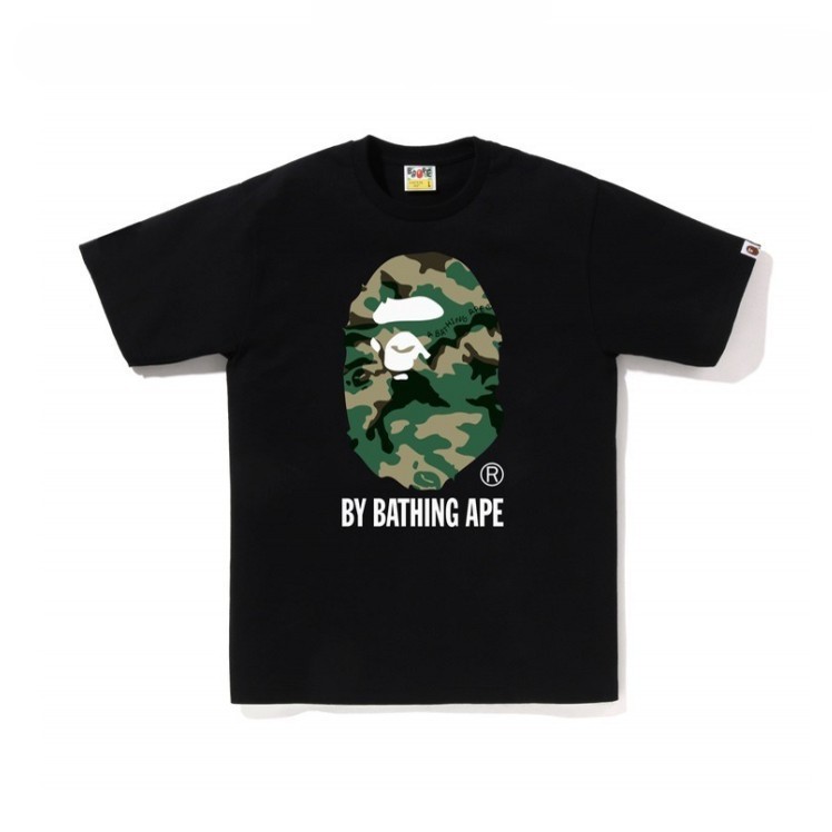 日系潮牌bape半袖寝猿迷彩猿人頭プリント夏tシャツカップルカジュアルスポーツ半袖ショートT|undefined