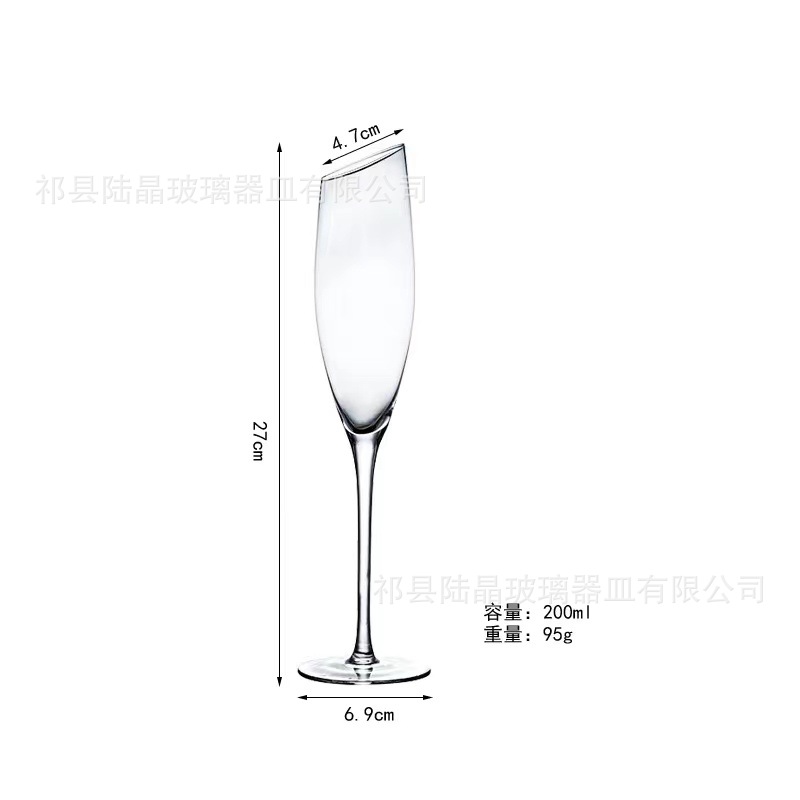 Vidrio de vino oblicuo Cristal de Lu Jing Boer Borgoña vidrio oblicuo champán copa de vino al por mayor