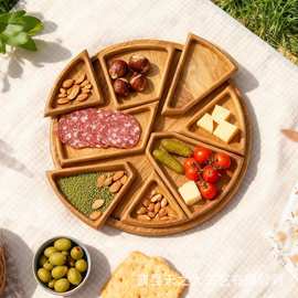 跨境木质干果盘聚餐派对熟食甜品拼盘新年待客水果零食糖果盘餐盘