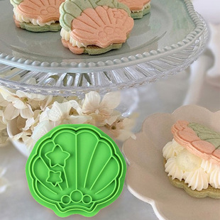 Cartoon biscuit mold baby birthday mermaid cookies flip sugar press type three-dimensional creative baking mold wholesale