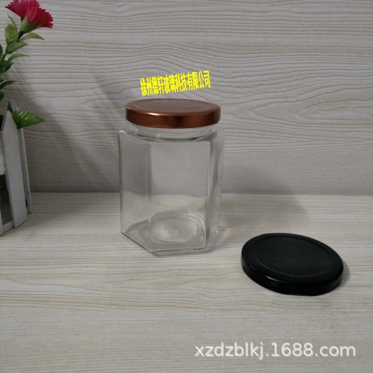 厂家批发280ml六棱玻璃瓶优质蜂蜜瓶 新款果酱瓶  酱菜瓶现货定制