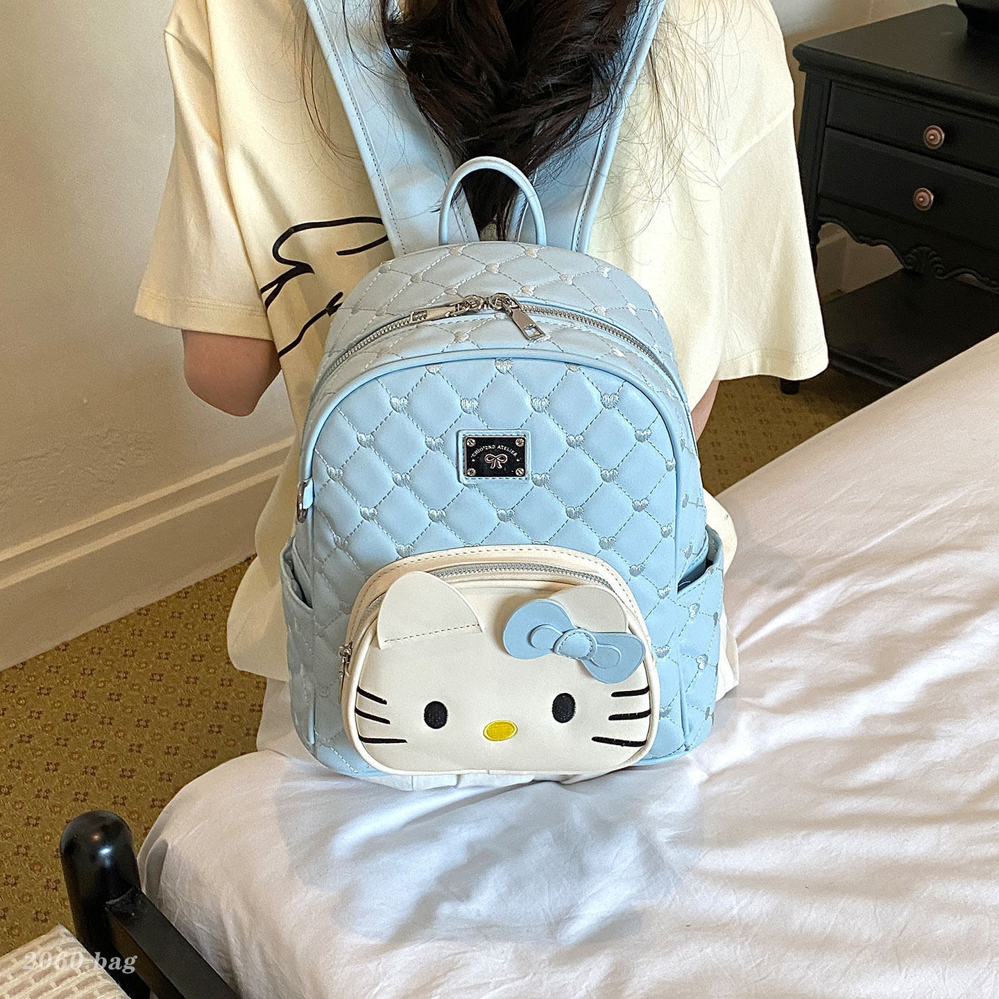 2026 lindo viento femenino Ling Ge Colegio gato de gran capacidad mochila de viaje nuevo tipo de clase caricatura dulce