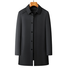 经典风衣外套中年爸爸秋冬新款加厚保暖棉衣可脱卸内胆中长款棉服