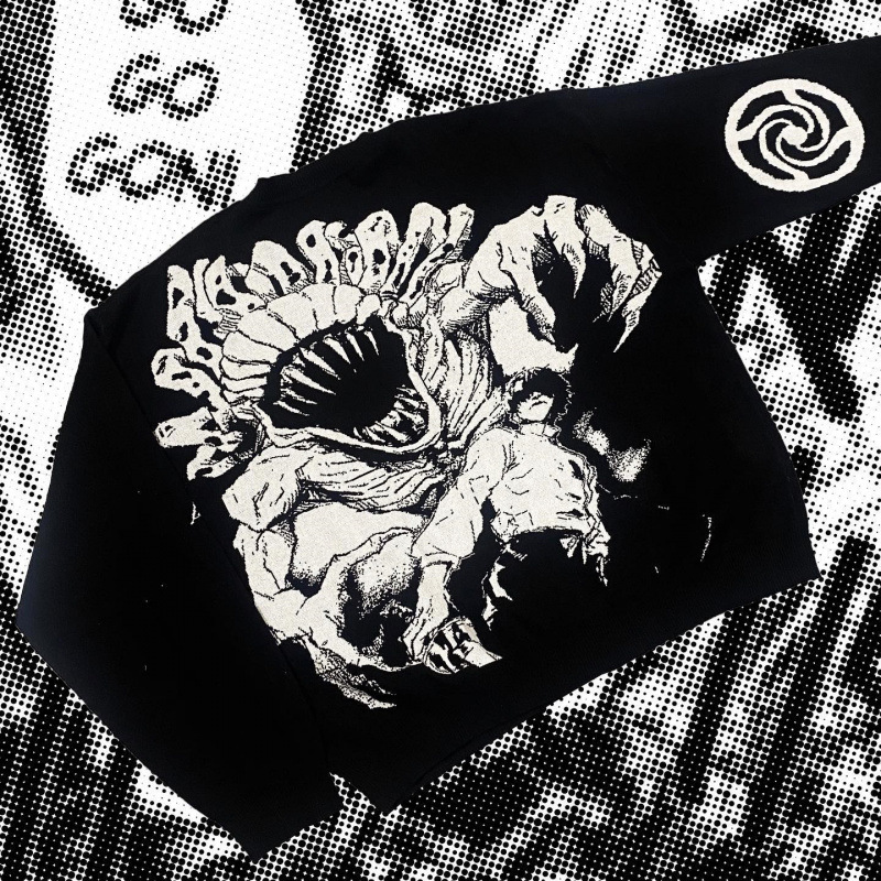 2025 New Men'S/Women's Neutral Streetwear Sweater Gothic Anime Pattern Hip Hop Knitted Pullover Sweater