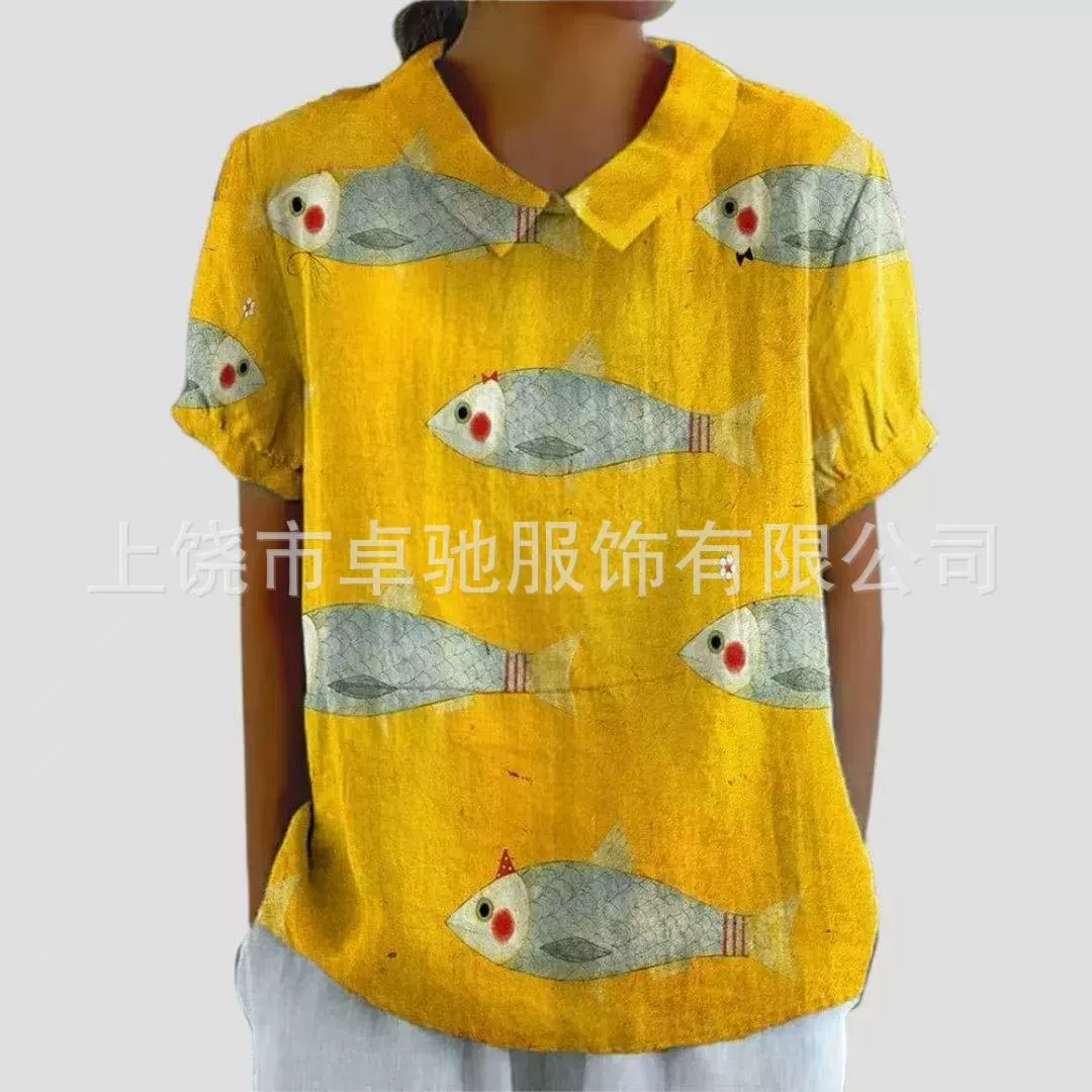 2025 независимая станция популярная Xiyin Amazon внешняя торговля трансграничная летняя стильная короткая рукавная футболка с принтом