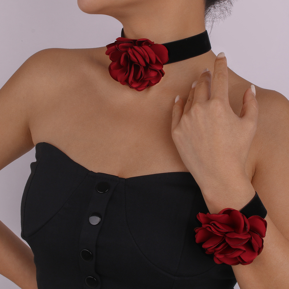 1 Pièce Mode Fleur Chiffon Flocage Tissu Fait Main Femmes Collier Ras De Cou display picture 1